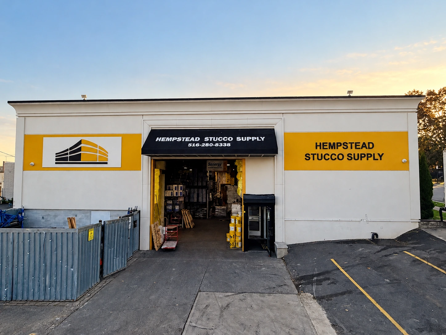 Hempstead Stucco Supply building and sign on Peninsula Boulevard