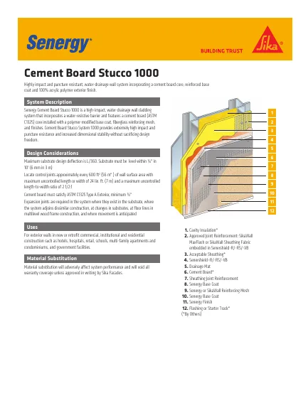First-page preview of Cement Board Stucco 1000