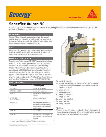 First-page preview of Senerflex Vulcan NC