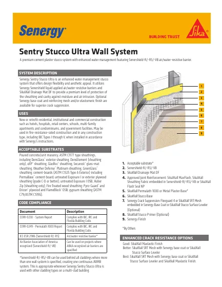 First-page preview of Sentry Stucco Ultra