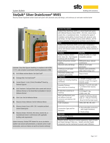 First-page preview of StoQuik® Silver DrainScreen® MVES