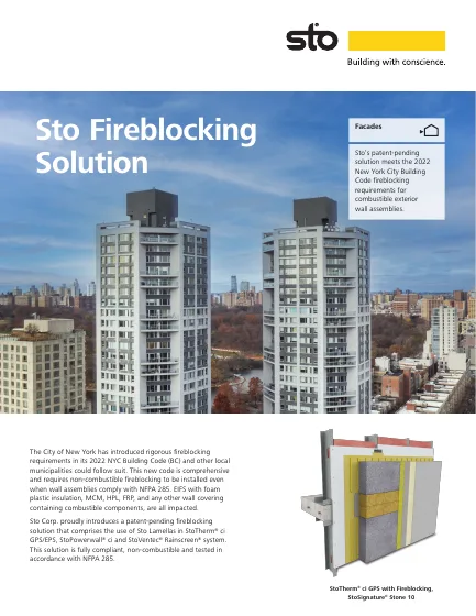 First-page preview of Sto Fireblocking Solution