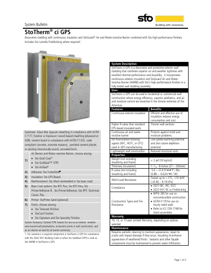 First-page preview of StoTherm® ci GPS
